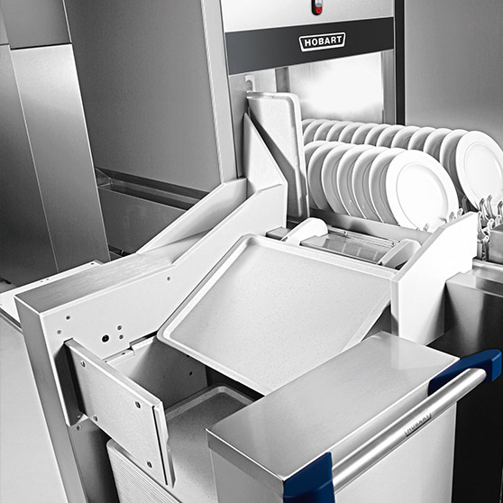 HOBART FLOW Line dishwashing system with automatic tray transport system