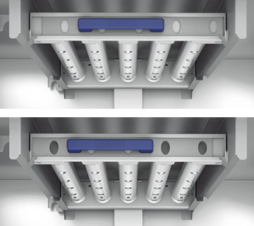 Wash arm sliders in a HOBART conveyor dishwasher system