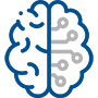 Symbolic brain with one half in traditional form and the other as a digital circuit