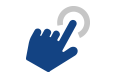 Icon showing a hand tapping a button to symbolize simplified operation and easy handling through intuitive touch control.