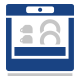 icon of a commercial dishwasher with visible dishes such as plates and cups inside the washing chamber, representing a professional warewashing unit in a minimalist design