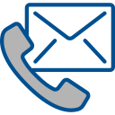 Icon showing a phone handset and an envelope, representing contact options such as calling or sending a message