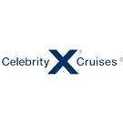 Celebrity Cruises logo with a large dark blue X between the words Celebrity and Cruises.