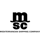 MSC logo with bold black letters msc above the text Mediterranean Shipping Company.