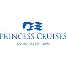 Princess Cruises logo with a blue wave‑shaped symbol above the words Princess Cruises and the tagline come back new.